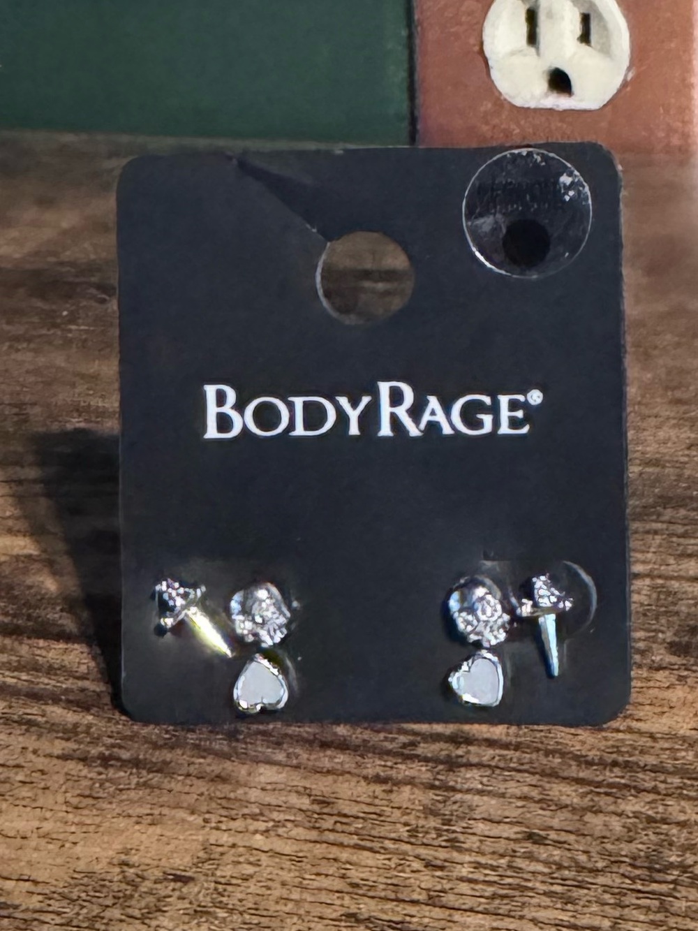 🌟3/$20 Eligible! NWT BodyRage Silver Goth Stud Sword Skull Heart Earring Set